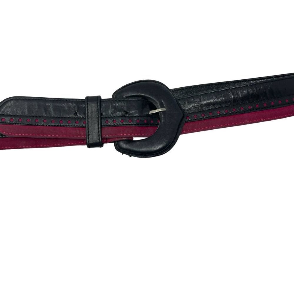 Mondi Belt Leather Suede Small Navy Blue Fuschia